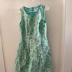 J. Howard Dress - Size 10 - Green, White, and Gold